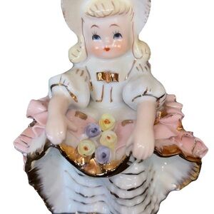 Vintage 1950’s Lefton “Bloomer Girl” porcelain figurine hand painted KW1698